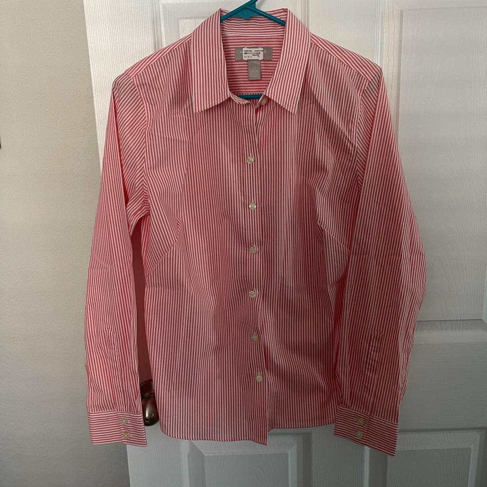 Banana republic orange striped blouse